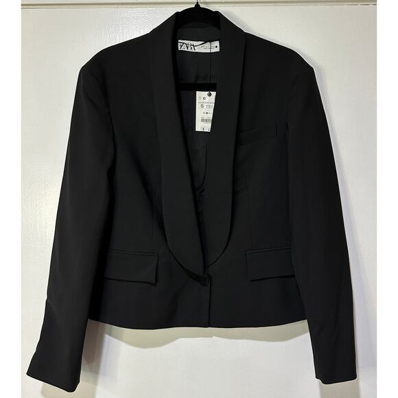 Zara Women's Black Blazer Size Small NWT Wool Polyester Blend Dressy - Picture 1 of 13